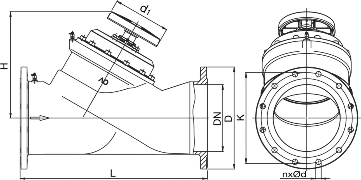Strangregulierventil Hydrocontro VFC PN 16 DN 40 L 200 mm GG25 106 26 49 - Oventrop Strangregulierventile