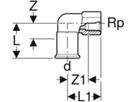 Übergangswinkel 90° m/IG 28mm-3/4" 21661 - Mapress-Heizungs-Formstücke