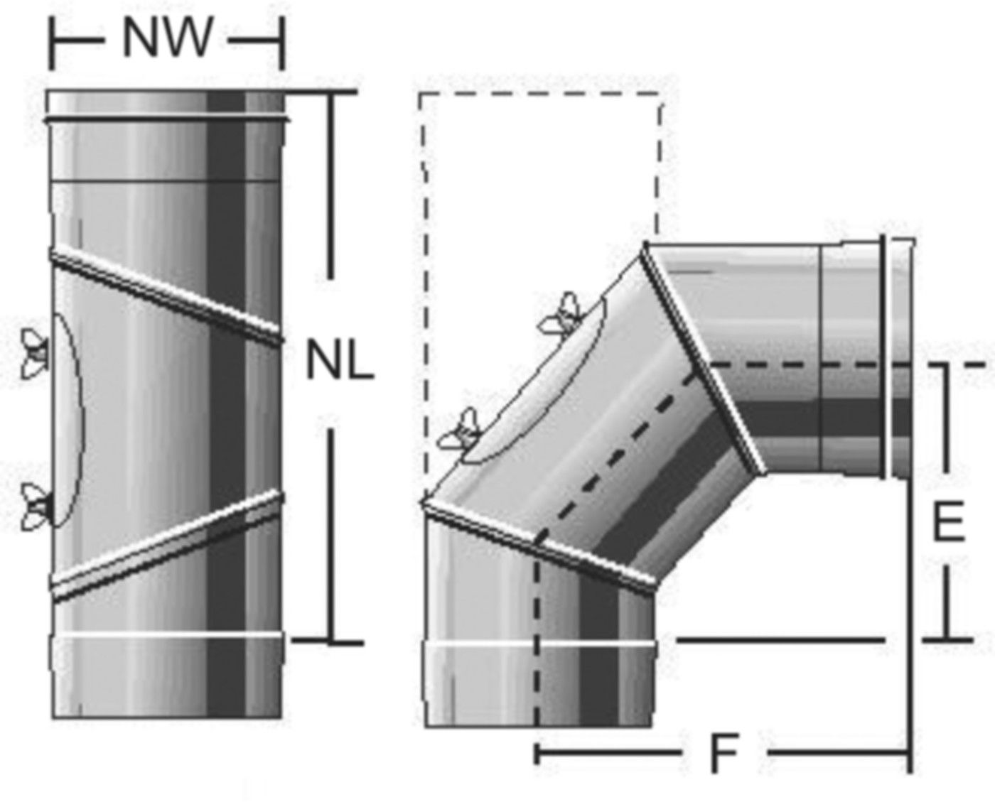 Alkon Kaminrohr-Bogen max.250° d 180 mm 6K17D180 drehbar 0 - 90° - Kaminsystem V4A einwandig