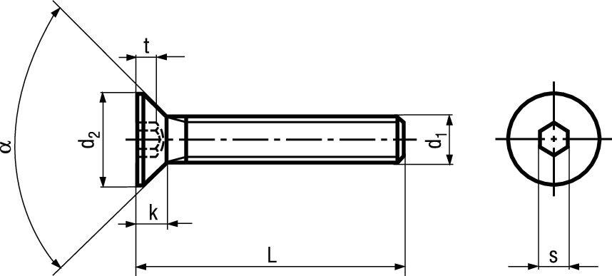 Senk I-6kt o Schaft ST 08.8/8.8 VZB BN2100 ISO10642 M 8 x 20 - Bossard Schrauben