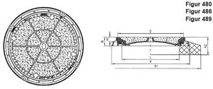 Fig.480-60B BeGu D400, Neopren-Einlage Pickelloch, mit Betonfüllung - Schachtabdeckungen BGS