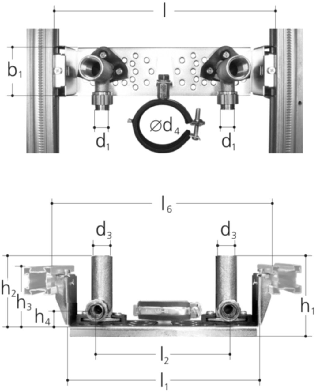 Armaturenplatte für GIS Profil Waschtisch-Set 1/2" x 16mm 5458.025 - JRG Sanipex-Rohre und Formstücke