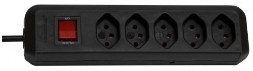 BRENNENSTUHL Steckdosenleiste, 5-fach mit Schalter, 1.5m Kabel, schwarz - Stromverteilung