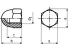 6-kt-Hutmuttern hohe Form INOX A2 BN635 DIN1587 M4 - Bossard Schrauben