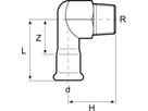 Übergangswinkel 90° mit AG S31QC 15 mm - 3/4" - Eurotubi Press-Formstücke Sanitär