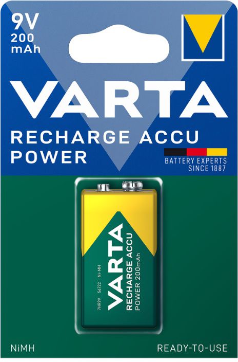 VARTA Batterie Power Accu 1x 9V / 6F22 (200mAh) - Elektrozubehör