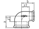 Winkel 90° red. 90 S 2"- 1" 770 090 128 - GF schw. Tempergussfittings