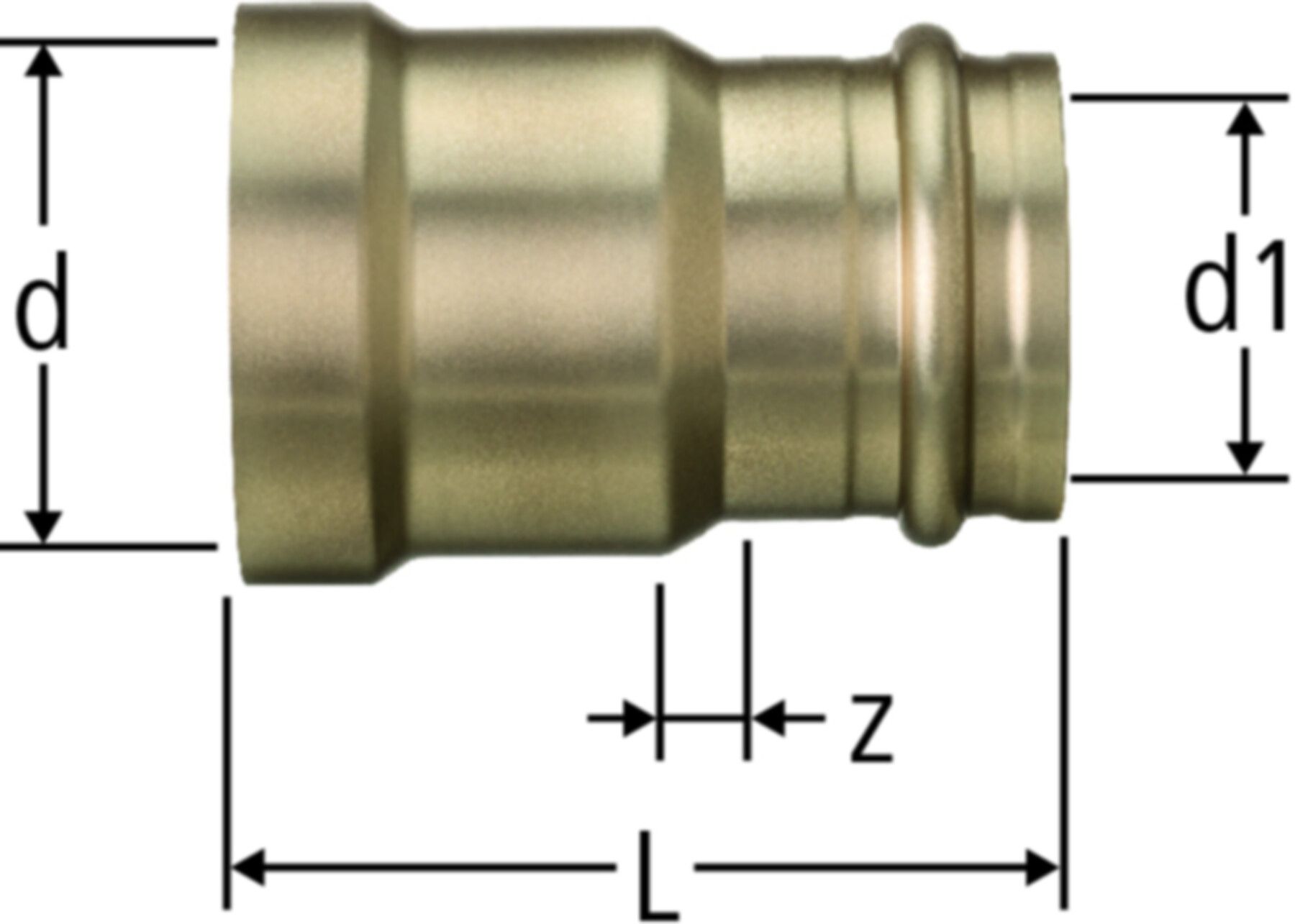 Übergang Aquaplus 18mm- 1/2" 57040.23 dickw. Stahlrohre auf Optipress Rotguss - Optifitt-Press-Formstücke