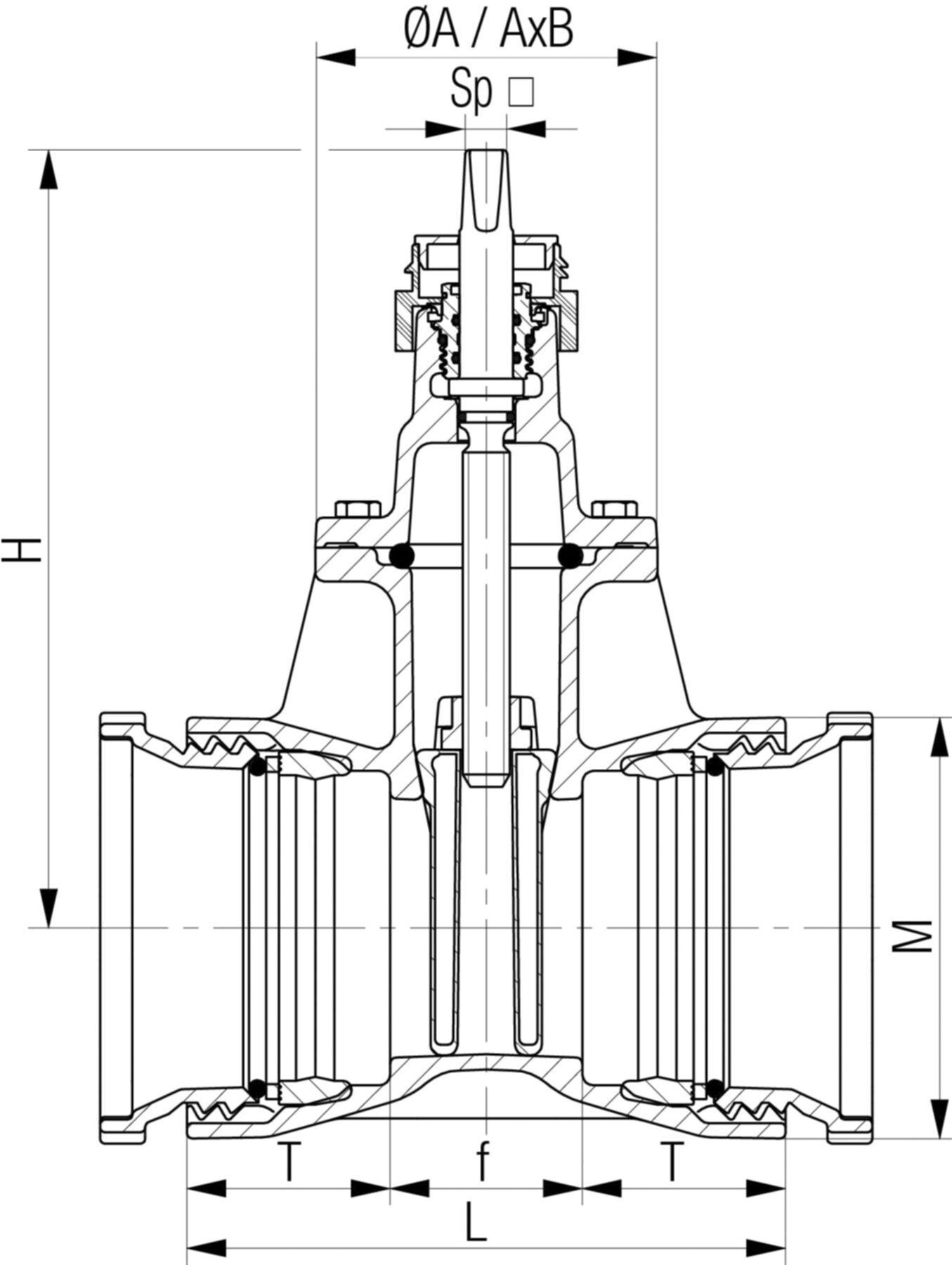 Schraubmuffenschieber Fig. 5417 PN 16 DN 65 - Von Roll Armaturen