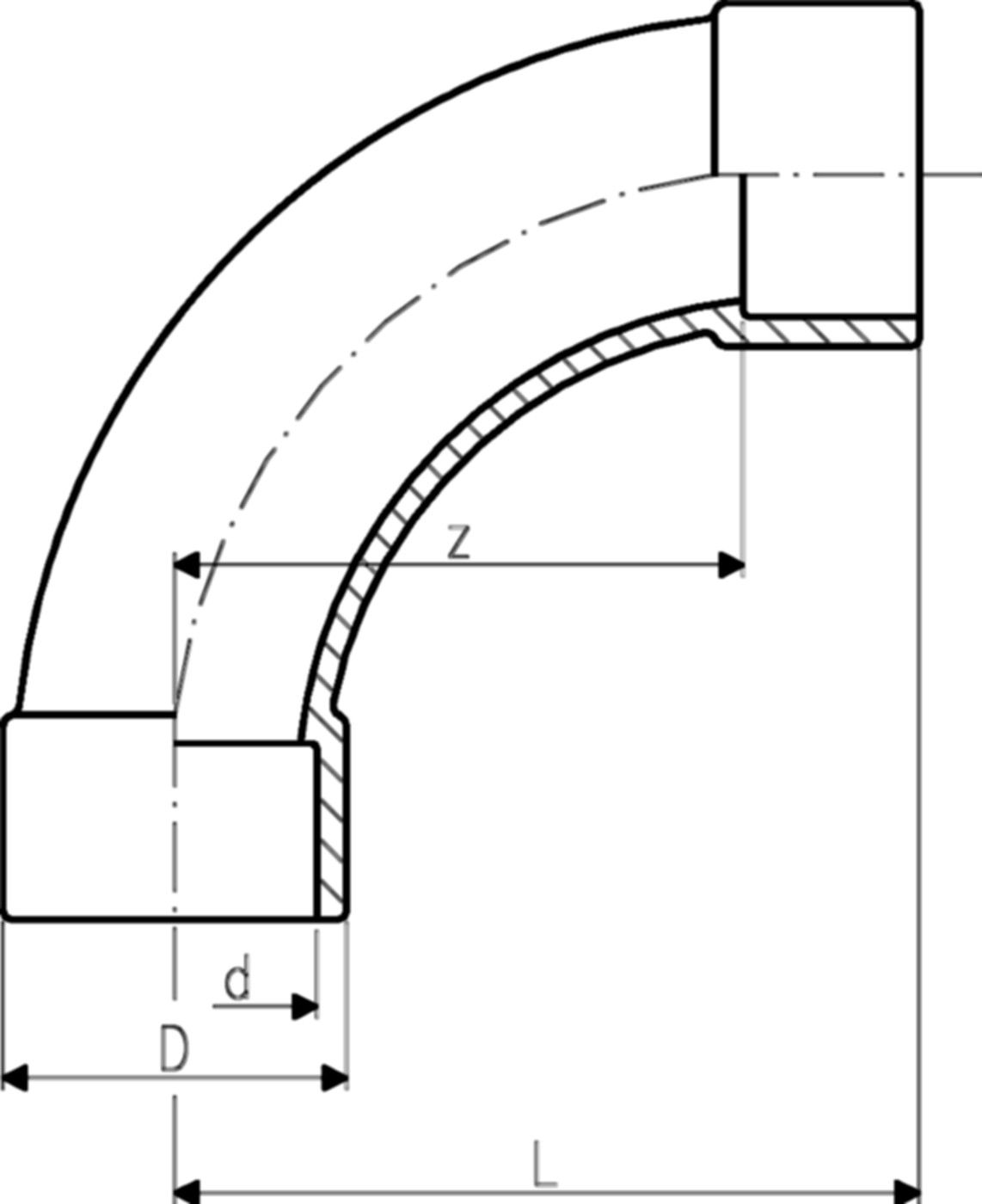 Bogen 90° mit 2 Muffen 40 mm 721 000 109 - GF Hart PVC-U Formstücke