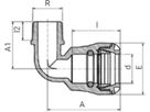 Steckmuffen-Winkel 90° mit AG 1085 d 32mm- 1" - Plasson-Steckfittinge