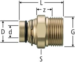 Steckübergang gerade 20mm x 3/4" m/AG zu Optiflex-Verteiler 86104.22 - Nussbaum Optiflex-Rohre und Formstücke