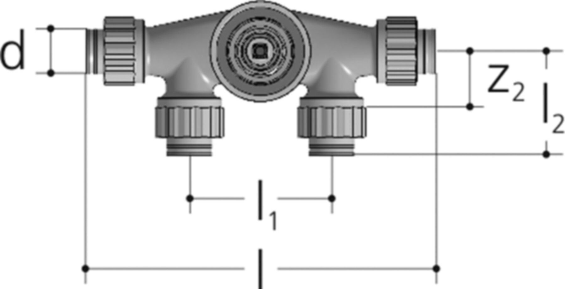 Unterputz-Geradsitz-Verteilventil 4-fach Eingang von hinten 16 x 3/4" 5444.000 - JRG Sanipex-Rohre und Formstücke