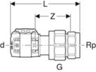 Übergangsverschraubung m/IG 25mm- 3/4" 620.602.00.1 - Geberit FlowFit-Rohre/Formstücke