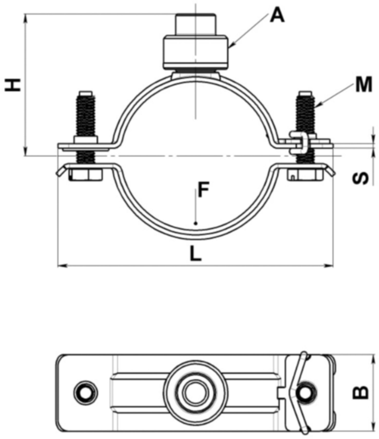 Universalrohrsch. o/Gummi 11/2" 44-49mm ohne Muffe, M8/M10/1/2" 50.105 - Schänis-Rohrschellen