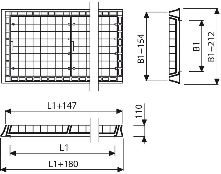 Fig. 2535ME GH0 62 E600 2-teilig LW: 1000 x 2036mm, m.Betons.u.Kontrolld. - Flächenabdeckungen von Roll