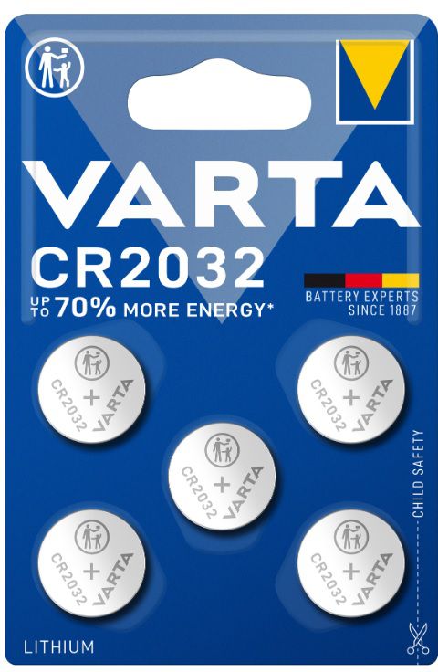 VARTA Knopfzellen CR 2032 Lithium, Pack à 5 Stk. - Elektrozubehör