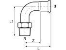 Übergangsbogen 90° mit AG S83PD 18 mm - 1/2" - Eurotubi Press-Formstücke Sanitär