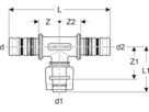 T-Stück 26mm-1/2"-20mm 623.451.00.5 mit MasterFix - Geberit-Mepla-Formstücke