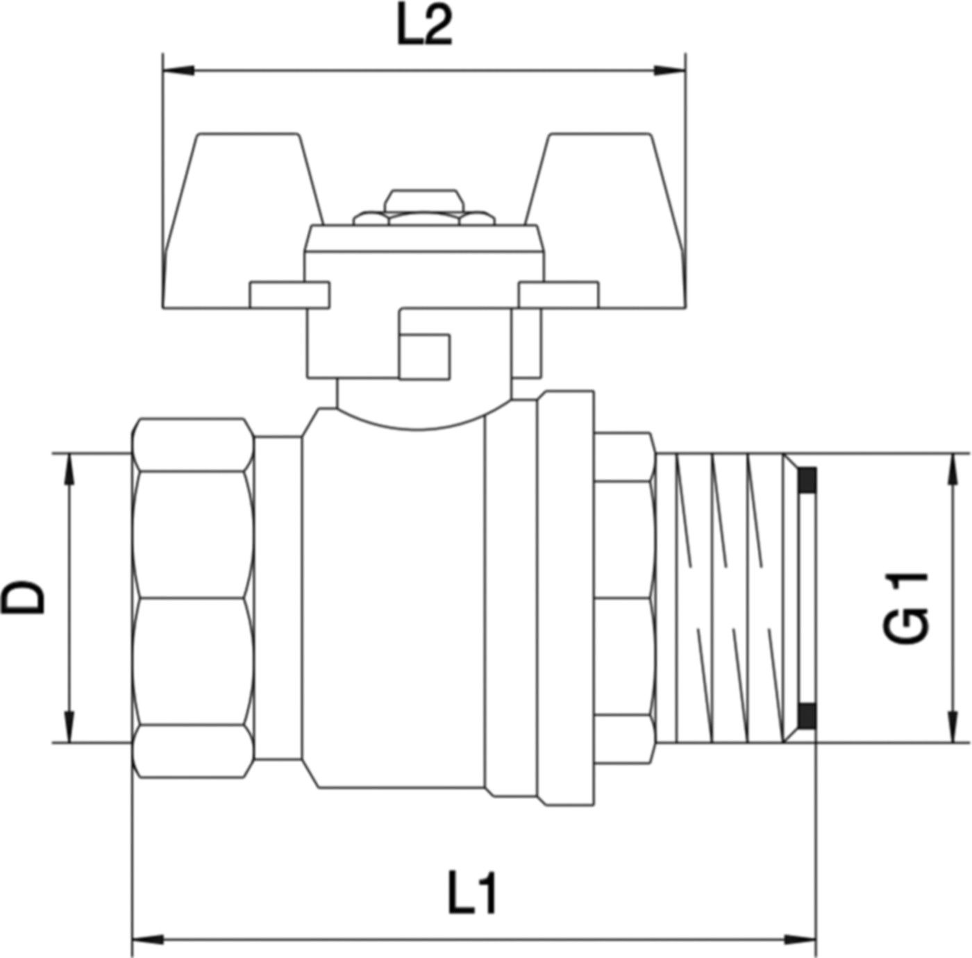 Kugelhahnen flachdichtend 1" x 1" f/Edelstahlverteiler 1" 140 63 84 - Oventrop Verteiler