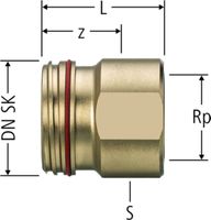 Übergang zu Schnellkupplung DN20 x 3/4" mit IG, zu Optiflex-Verteiler 86110.21 - Nussbaum Optiflex-Rohre und Formstücke