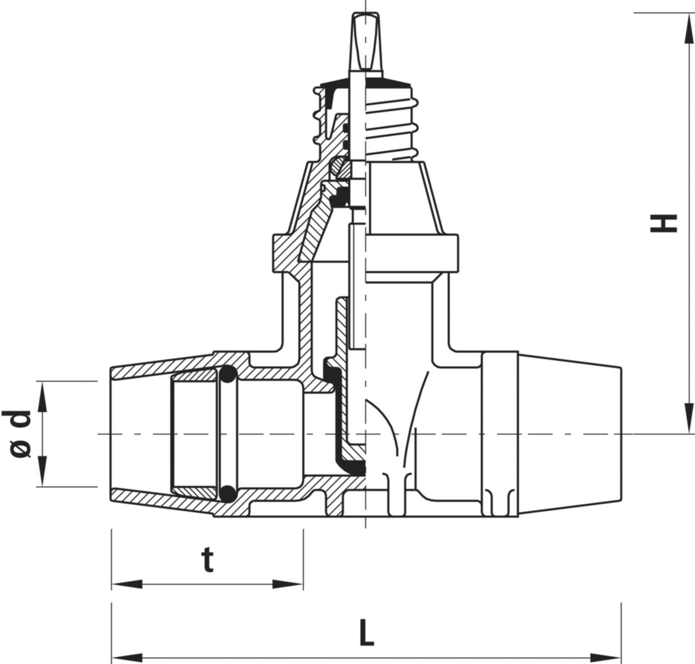 Schieber mit PE-Steckmuffen Delrin 2610 d 40mm - Hawle Hausanschluss- und Anbohrarmaturen