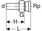 Übergang lösbar mit IG 35mm-11/4" 35387 Überwurfmutter Messing mit Steckende - Mapress-Sanitär-Presssystem-Formstücke