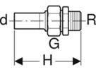 Übergang lösbar mit AG 28mm- 1" 35407 Überwurfmutter Messing mit Steckende - Mapress-Sanitär-Presssystem-Formstücke