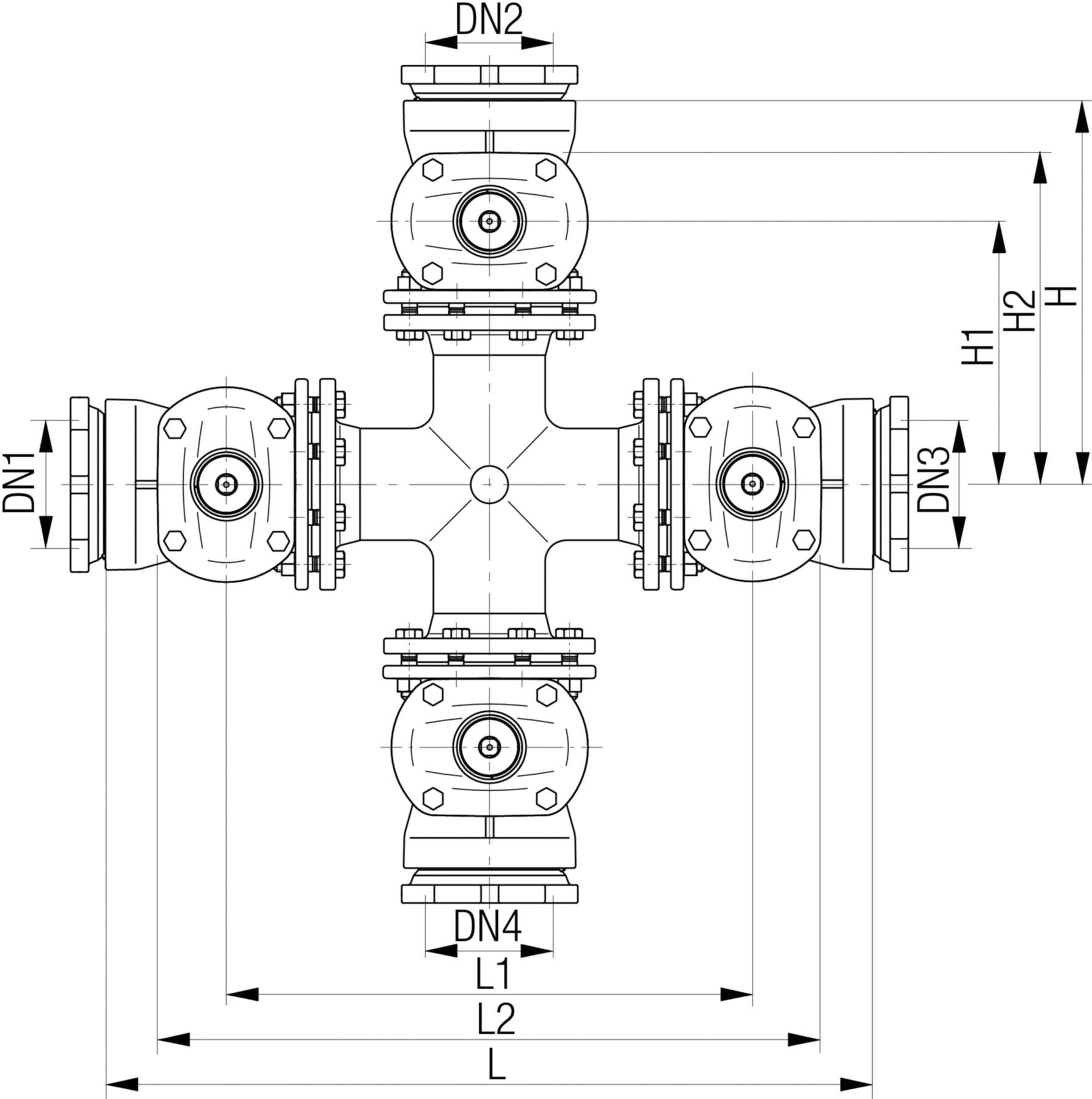 Universal 4, Fig. 5362 mit Schraubmuffen DN 150 egal - Von Roll Armaturen
