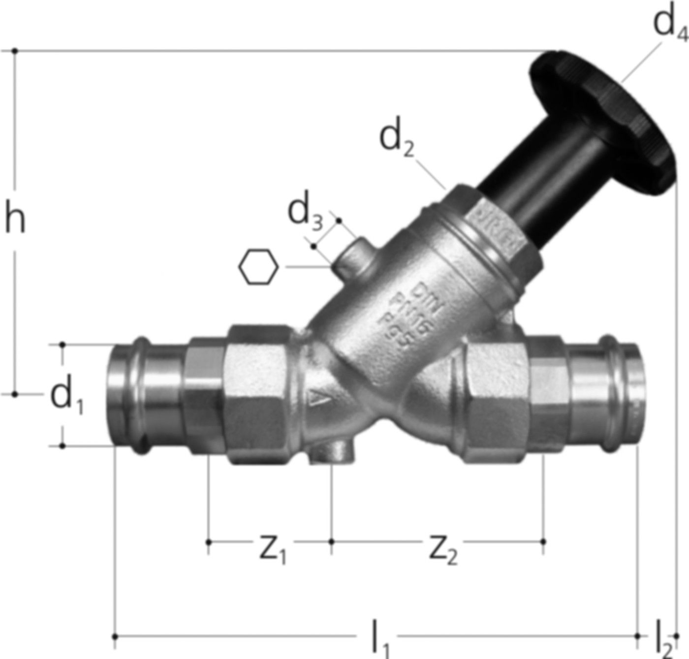 Schrägsitzventil Opt. 28 mm 5227.028 ohne Entleerventil - JRG Armaturen
