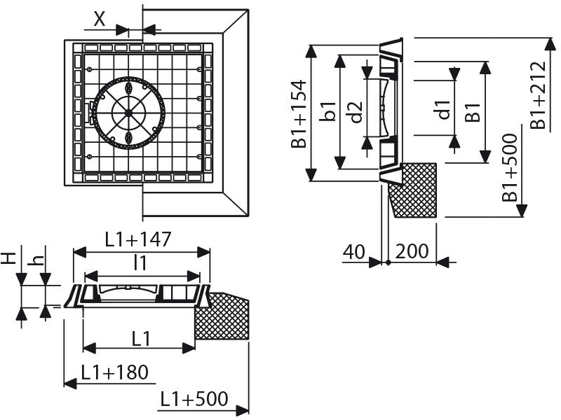 Fig. 2535EK H00 62 D400 1-teilig LW: 1000 x 1000mm, m.Betons.u.Kontrolld. - Flächenabdeckungen von Roll