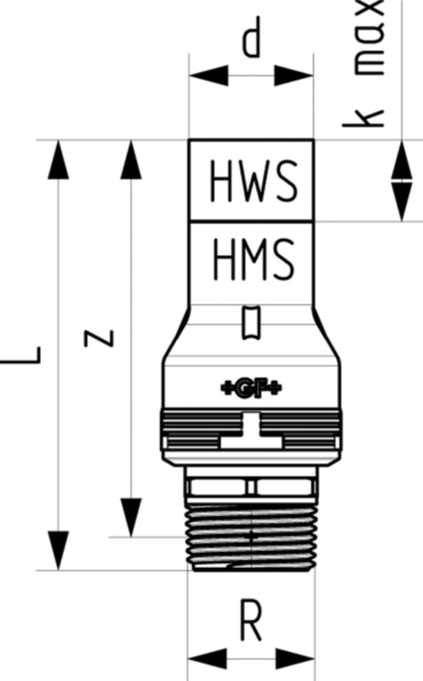 Übergang mit Aussengewinde 6214 40mm - 1 1/4" 761 069 672 (761 069 391) - GF Instaflex-HWS-Schweisssystem