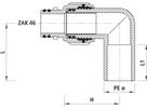 PE-Winkel-Anschweissende 90° mit 6190 ZAK-Anschluss d 63mm - Hawle Steckfittinge