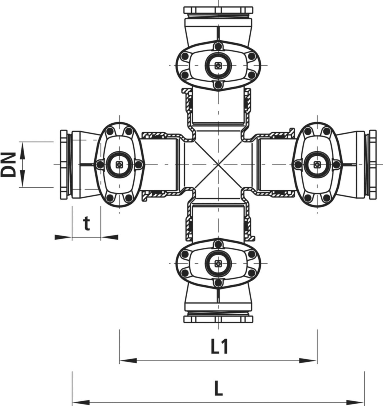 Combi-4 mit Schraubmuffen 4403 DN 100/100 - Hawle Armaturen