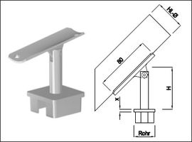 Steckkonsole bewegl mit quadr Rohrkappe Pfos 40mm,A.vers48.3mm,H100mm,gs,1.4301 - INOXTECH-Handlauf-/Geländer-System